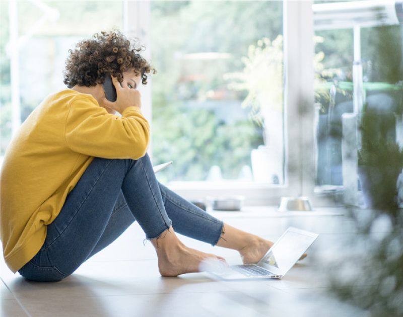 Female VPRIV Patient on the phone